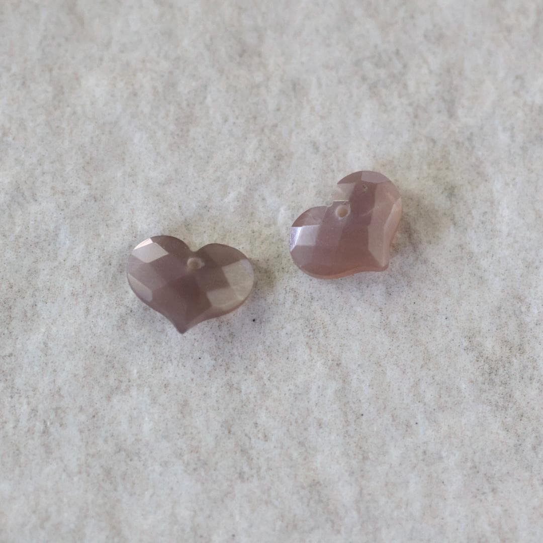 8x10mm Chocolate Moonstone Heart Beads Faceted Briolette 2 Pcs Natural Gemstone for DIY Jewelry Making Earrings Supplies