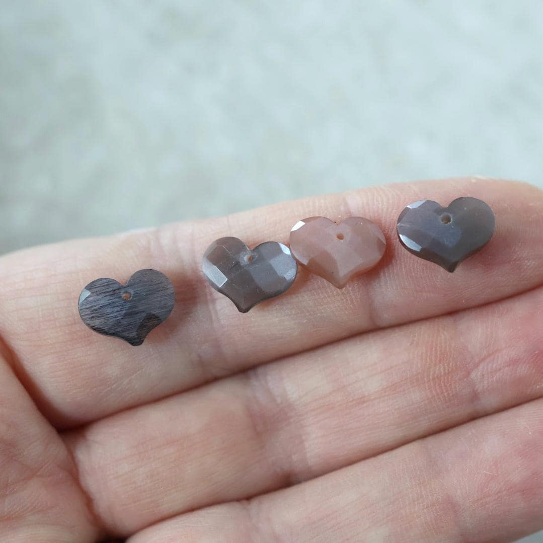 8x10mm Chocolate Moonstone Heart Beads Faceted Briolette 4 Pcs Natural Gemstone for DIY Jewelry Making Earrings Supplies