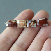 8x10mm Mookaite Jasper Rectangle Beads Checker Faceted Genuine Earth Tone Jasper Beads 4 PCs Gemstone Beads for Jewelry Making