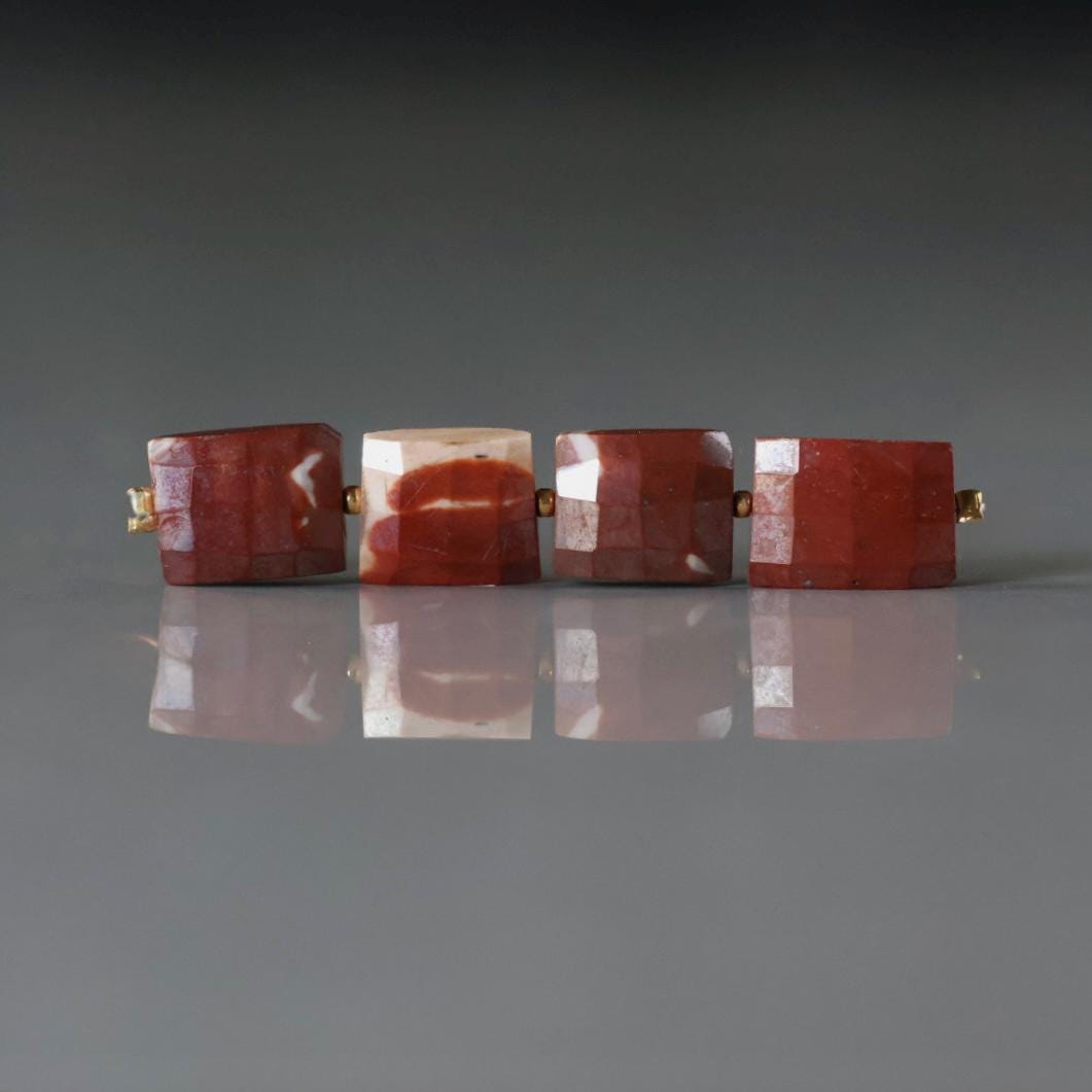 8x10mm Mookaite Jasper Rectangle Beads Checker Faceted Genuine Earth Tone Jasper Beads 4 PCs Gemstone Beads for Jewelry Making