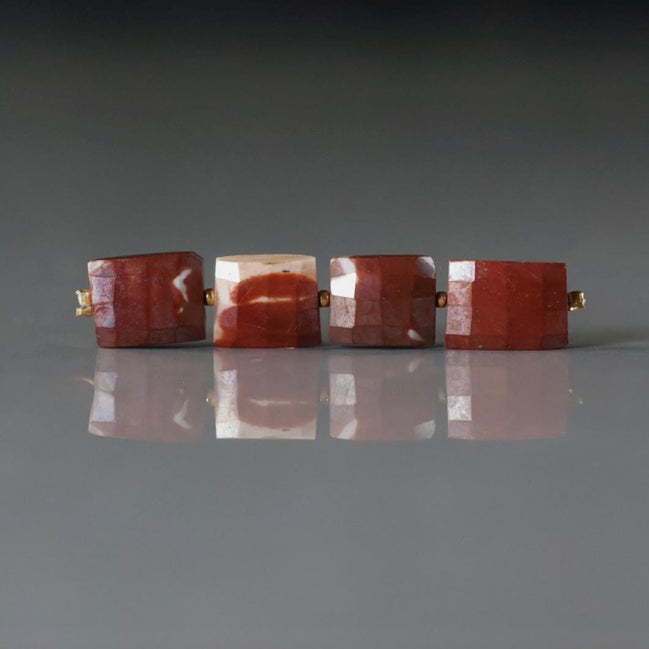 8x10mm Mookaite Jasper Rectangle Beads Checker Faceted Genuine Earth Tone Jasper Beads 4 PCs Gemstone Beads for Jewelry Making