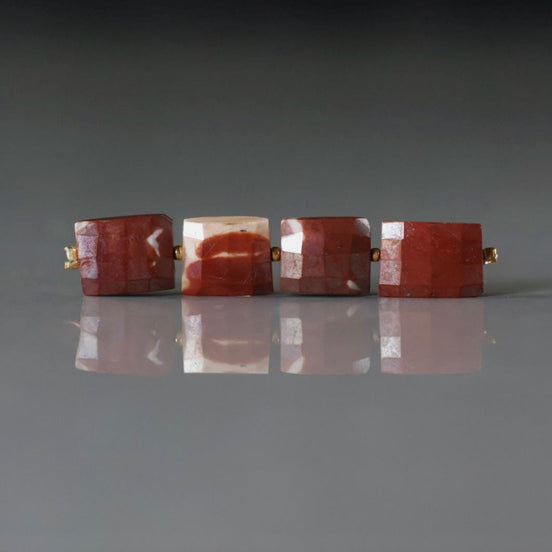 8x10mm Mookaite Jasper Rectangle Beads Checker Faceted Genuine Earth Tone Jasper Beads 4 PCs Gemstone Beads for Jewelry Making