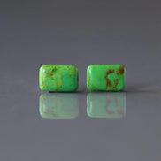 8×12mm Green Arizona Turquoise Flat Beads – Natural Gemstone - 2 pcs