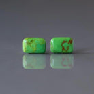 8×12mm Green Arizona Turquoise Flat Beads – Natural Gemstone - 2 pcs