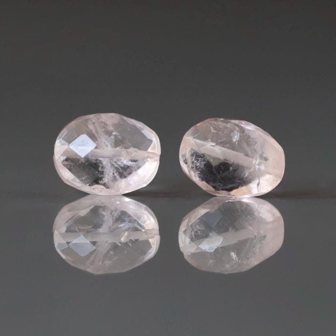 Morganite Faceted Beads 8mm x 6mm Oval Gemstone Beads 2Pcs for Jewelry Making Beading Craft Gift Bead
