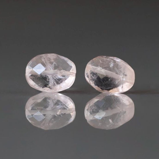 Morganite Faceted Beads 8mm x 6mm Oval Gemstone Beads 2Pcs for Jewelry Making Beading Craft Gift Bead
