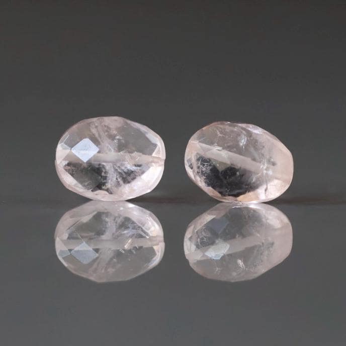 8x6mm Morganite Beads - Faceted Oval Natural Gemstone 2 Pcs