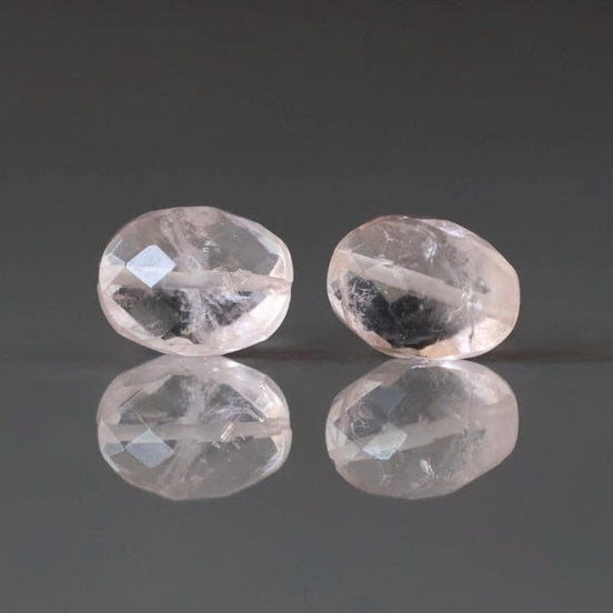 8x6mm Morganite Beads - Faceted Oval Natural Gemstone 2 Pcs