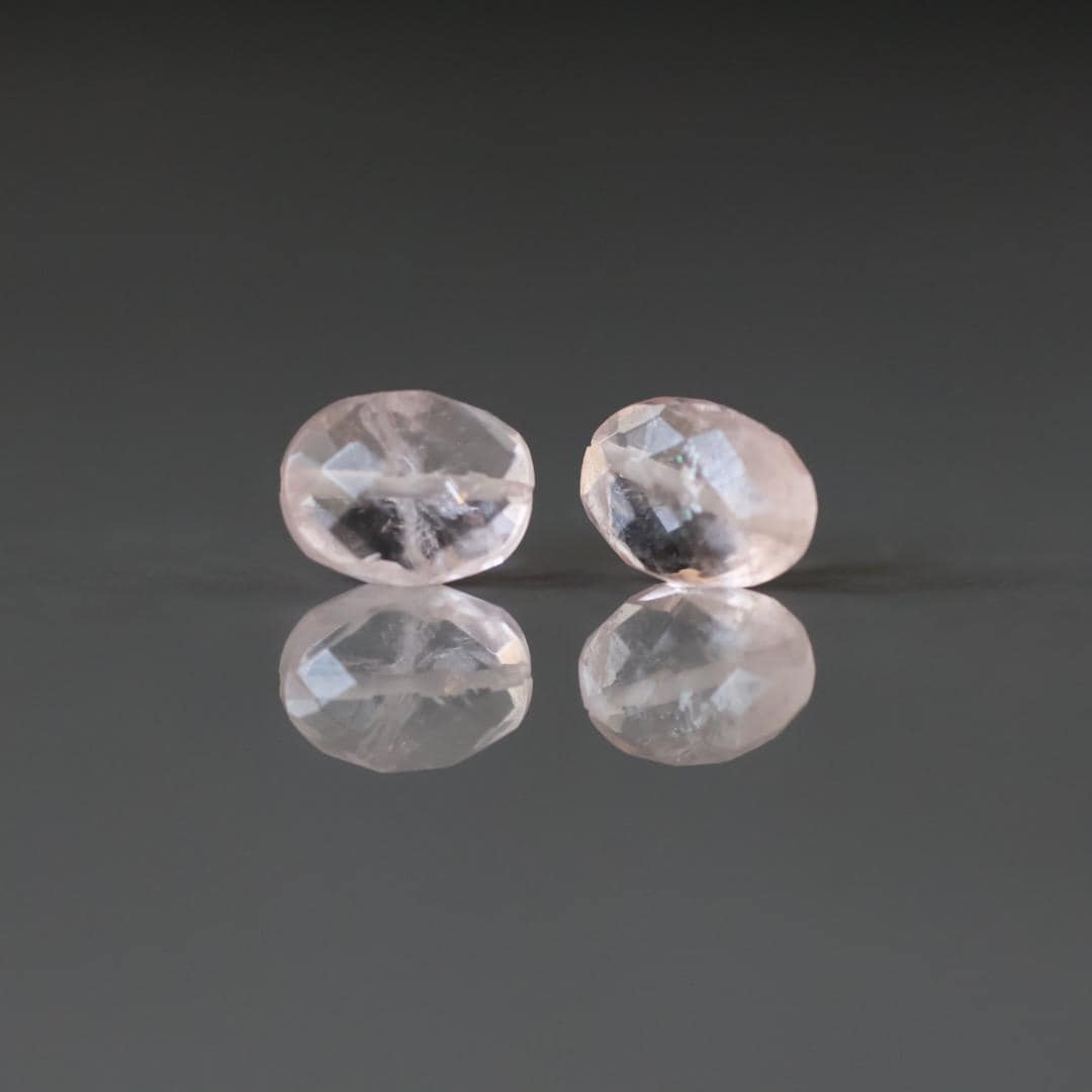 8x6mm Morganite Beads - Faceted Oval Natural Gemstone 2 Pcs