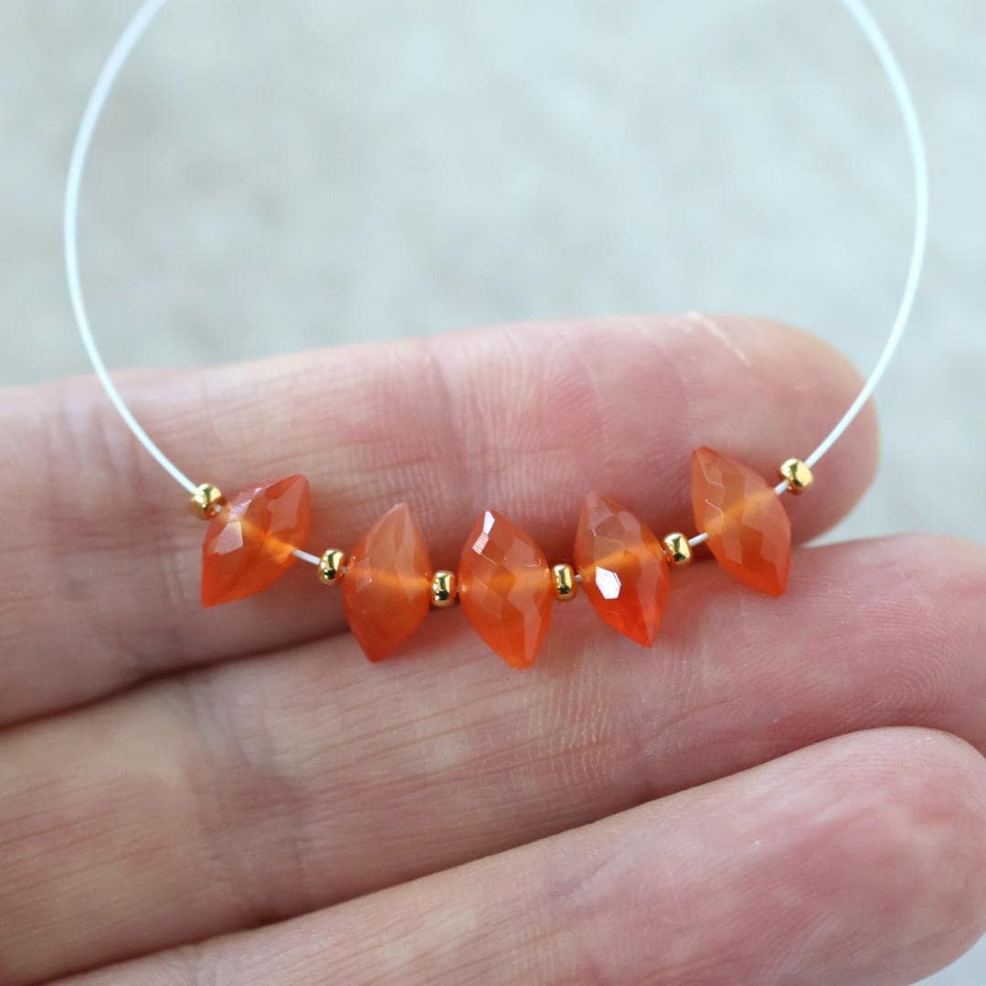 9-10mm Carnelian Marquise Beads Faceted Orange Natural Gemstone for DIY Jewelry Making