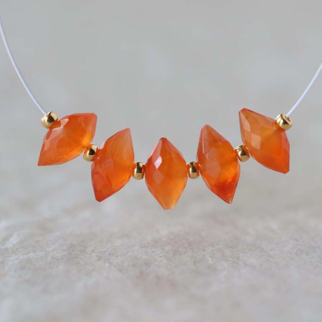 9-10mm Carnelian Marquise Beads Faceted Orange Natural Gemstone for DIY Jewelry Making