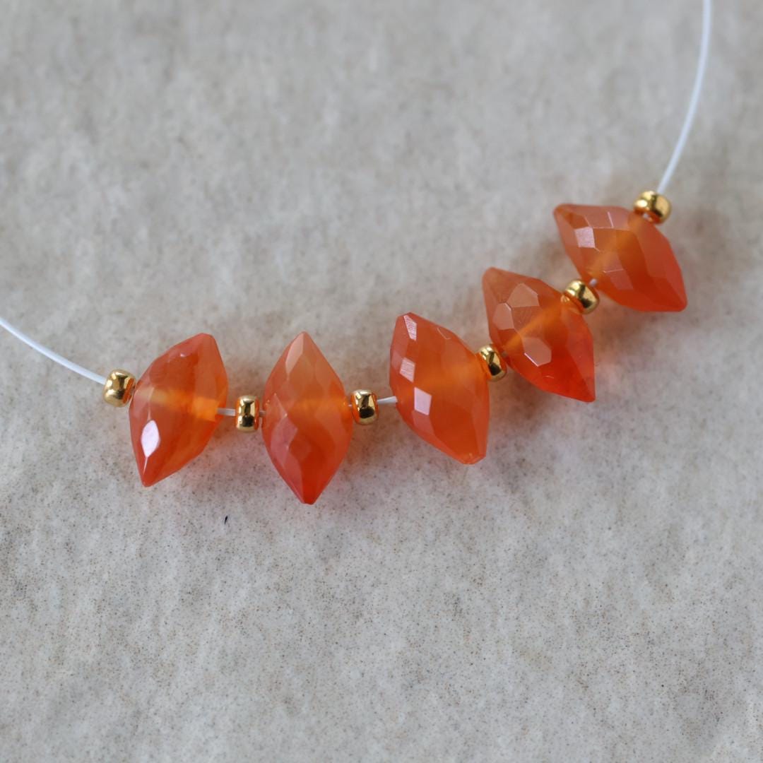 9-10mm Carnelian Marquise Beads Faceted Orange Natural Gemstone for DIY Jewelry Making