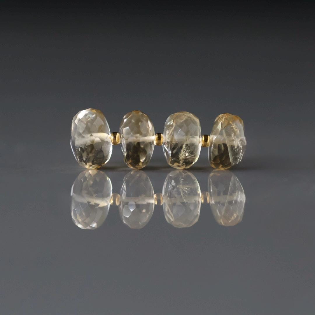 9mm 10mm AAA Citrine Beads Rondelle Beads 4 Pcs Gemstone Beads for Silk Knotting Jewelry Making DIY Necklace November birthstone