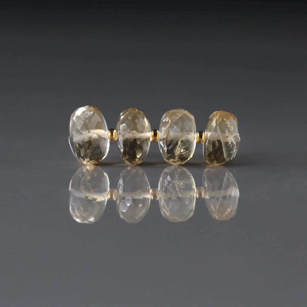9-10mm Citrine Beads - Rondelle Natural Gemstone 4 Pcs