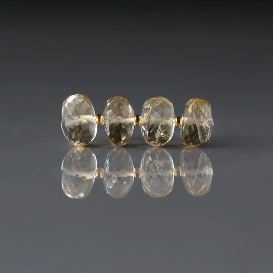 9-10mm Citrine Beads - Rondelle Natural Gemstone 4 Pcs