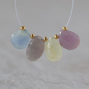 9-12mm Natural Multi Sapphire Beads Faceted Briolettes Drops 4 PCs Colorful Gemstones for DIY Jewelry Making