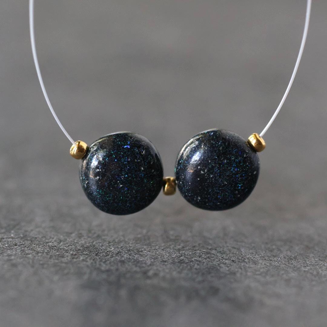 9.5mm Black Matrix Opal Beads Coin Smooth Round Natural Gemstone for DIY Jewelry Making Beading