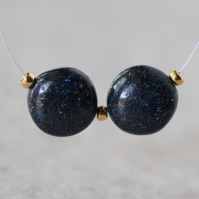 9.5mm Black Matrix Opal Beads Coin Smooth Round Natural Gemstone for DIY Jewelry Making Beading