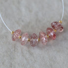 9mm AAA Brazilian Strawberry Quartz Beads Faceted Rondelle German Cut 6 Pcs Genuine Gemstone for DIY Jewelry Making Supplies