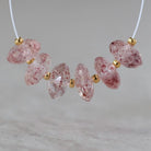 9mm AAA Brazilian Strawberry Quartz Beads Faceted Rondelle German Cut 6 Pcs Genuine Gemstone for DIY Jewelry Making Supplies