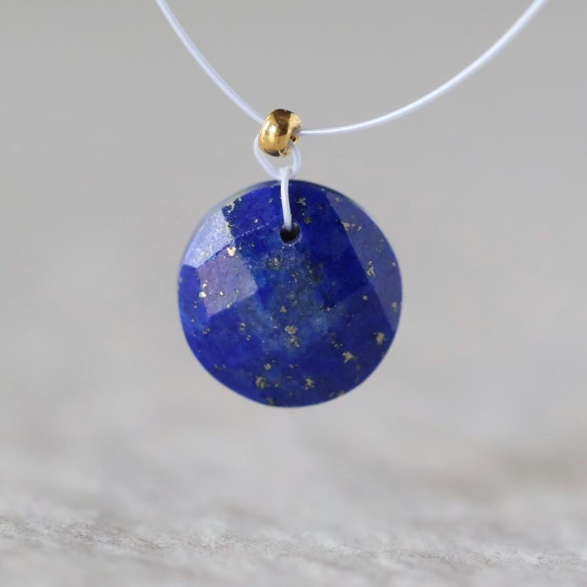 9mm AAA Lapis lazuli Coin Bead Faceted Center Top Drilled Stone Pendant Natural Blue Gemstone for DIY Jewelry Making Supplies