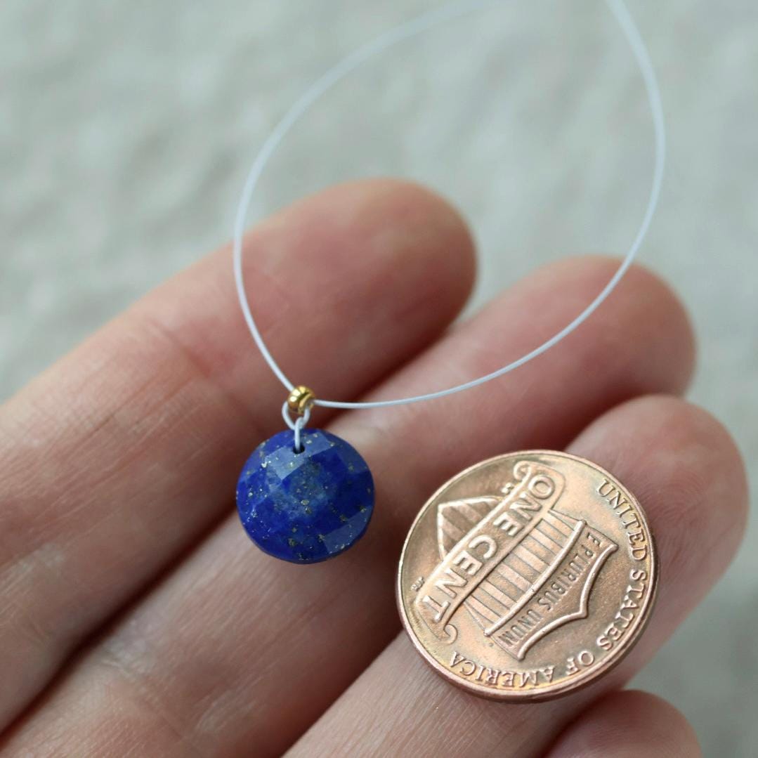 9mm AAA Lapis lazuli Coin Bead Faceted Center Top Drilled Stone Pendant Natural Blue Gemstone for DIY Jewelry Making Supplies