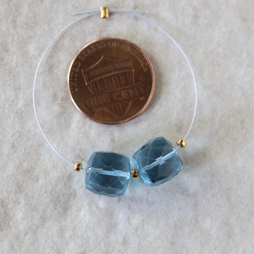 Natural London Blue Topaz Cube Bead – Faceted Cube Natural Gemstone- 1 Pc