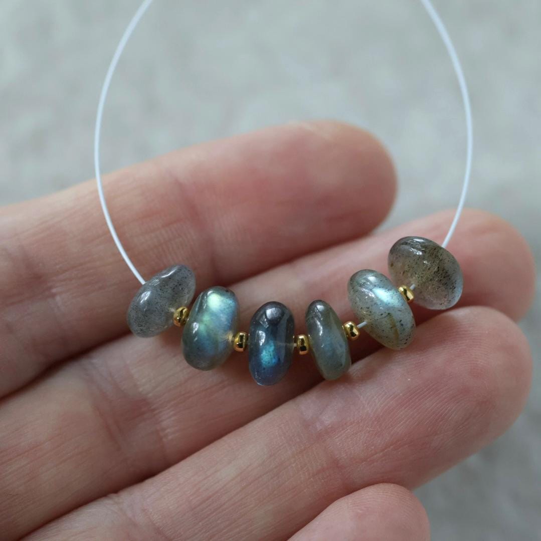 9mm AAA Rainbow Fire Labradorite Beads Smooth Rondelle 6 Pcs Natural Gemstone for DIY Jewelry Making DIY Necklace Earrings