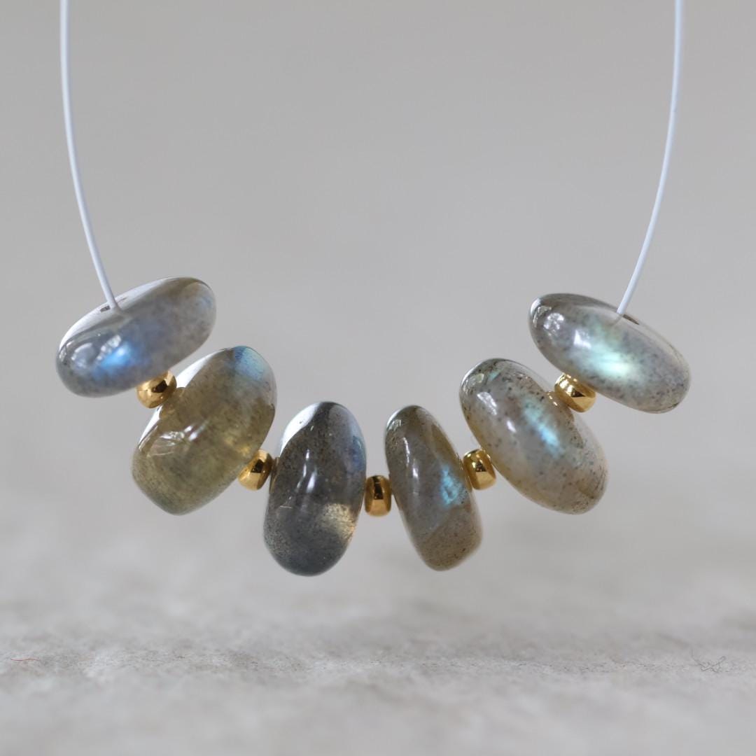 9mm AAA Rainbow Fire Labradorite Beads Smooth Rondelle 6 Pcs Natural Gemstone for DIY Jewelry Making DIY Necklace Earrings