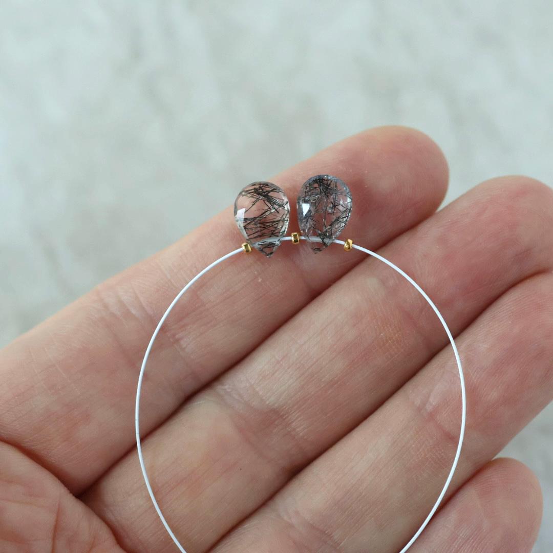 10x7mm Rutilated Quartz Briolette Bead - Faceted Tear Drop Natural Gemstone 1 Pc