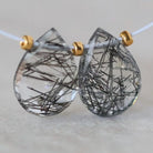 10x7mm Rutilated Quartz Briolette Bead - Faceted Tear Drop Natural Gemstone 1 Pc