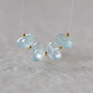 9mm Aquamarine Rondelle Beads Faceted 4 Pcs Natural Gemstone for DIY Jewelry Making Supplies