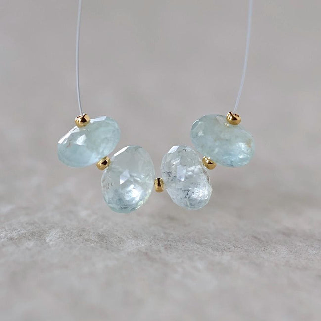 9mm Aquamarine Rondelle Beads Faceted 4 Pcs Natural Gemstone for DIY Jewelry Making Supplies