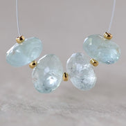 9mm Aquamarine Rondelle Beads Faceted 4 Pcs Natural Gemstone for DIY Jewelry Making Supplies