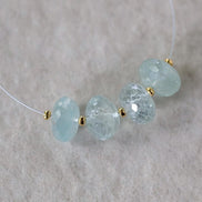 9mm Aquamarine Rondelle Beads Faceted 4 Pcs Natural Gemstone for DIY Jewelry Making Supplies
