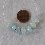 9mm Aquamarine Rondelle Beads Faceted 7 Pcs Natural Gemstone for DIY Jewelry Making Supplies