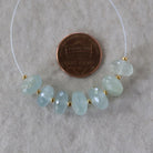 9mm Aquamarine Rondelle Beads Faceted 7 Pcs Natural Gemstone for DIY Jewelry Making Supplies