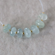 9mm Aquamarine Rondelle Beads Faceted 7 Pcs Natural Gemstone for DIY Jewelry Making Supplies