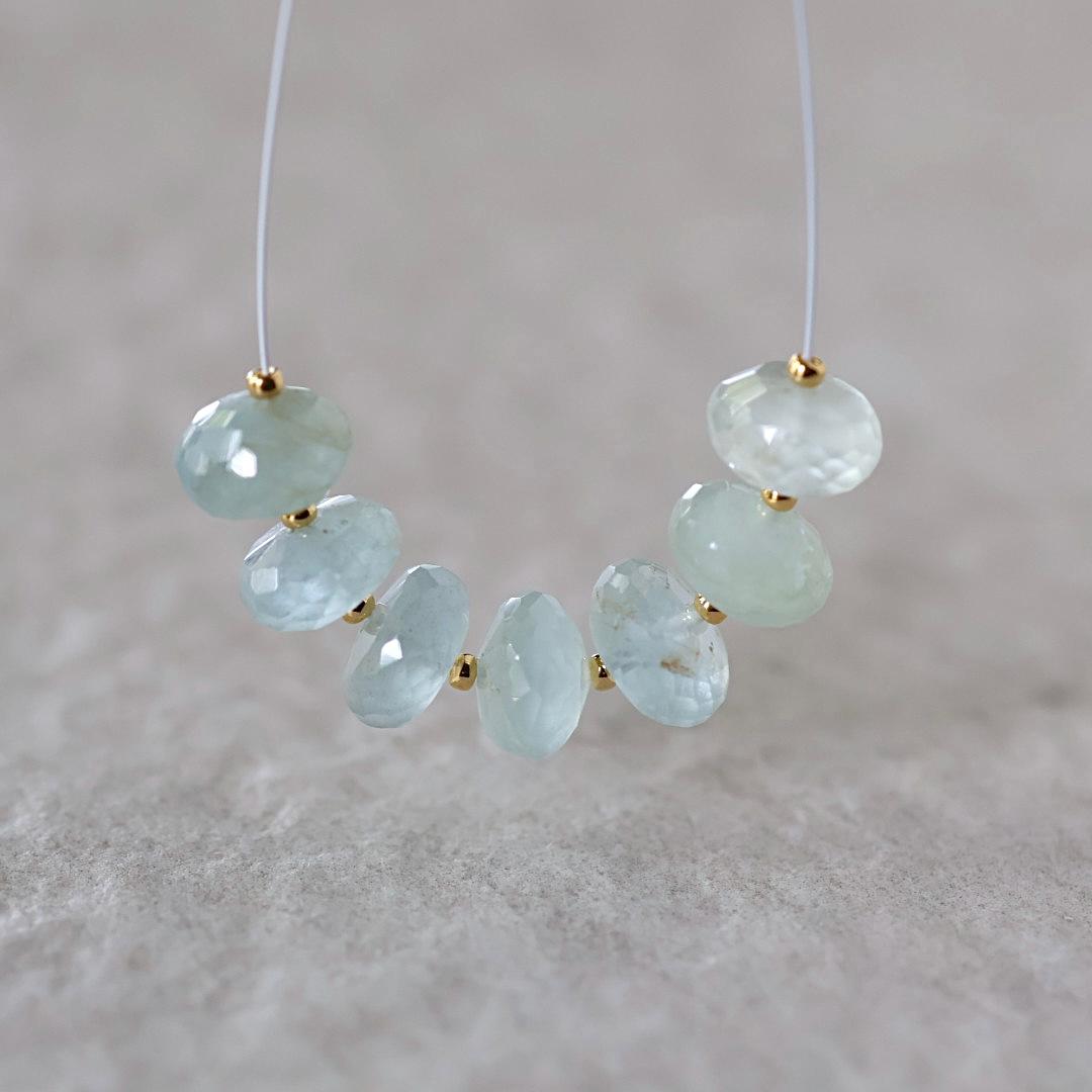 9mm Aquamarine Rondelle Beads Faceted 7 Pcs Natural Gemstone for DIY Jewelry Making Supplies