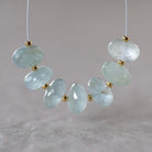 9mm Aquamarine Rondelle Beads Faceted 7 Pcs Natural Gemstone for DIY Jewelry Making Supplies