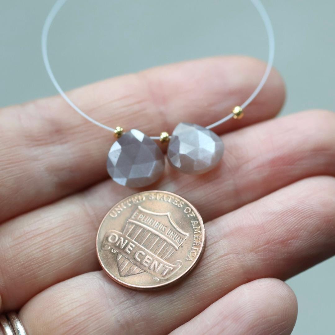 9mm Chocolate Moonstone Heart Briolette Beads 2 Pcs Teardrops Drops Natural Gemstone for DIY Jewelry Making Earrings Supplies