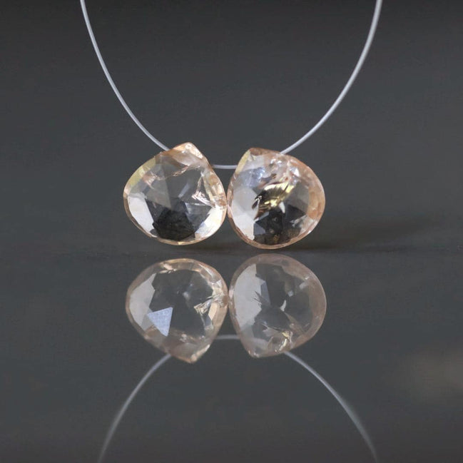 9mm Imperial Topaz Briolette Beads 2 Pcs – Faceted Heart Shape Natural Gemstone