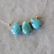 9mm Kingman Turquoise Briolette Beads Faceted Teardrops Drops 3 Pcs Natural Gemstone DIY Jewelry Making