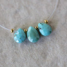9mm Kingman Turquoise Briolette Beads Faceted Teardrops Drops 3 Pcs Natural Gemstone DIY Jewelry Making