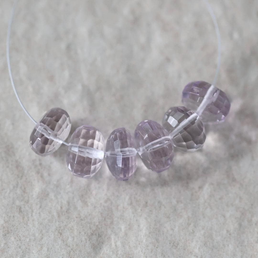 9mm Natural Pink Amethyst Rondelle Beads Checker Faceted Gemstone for DIY Jewelry Making Earrings Pendants February Birthstone