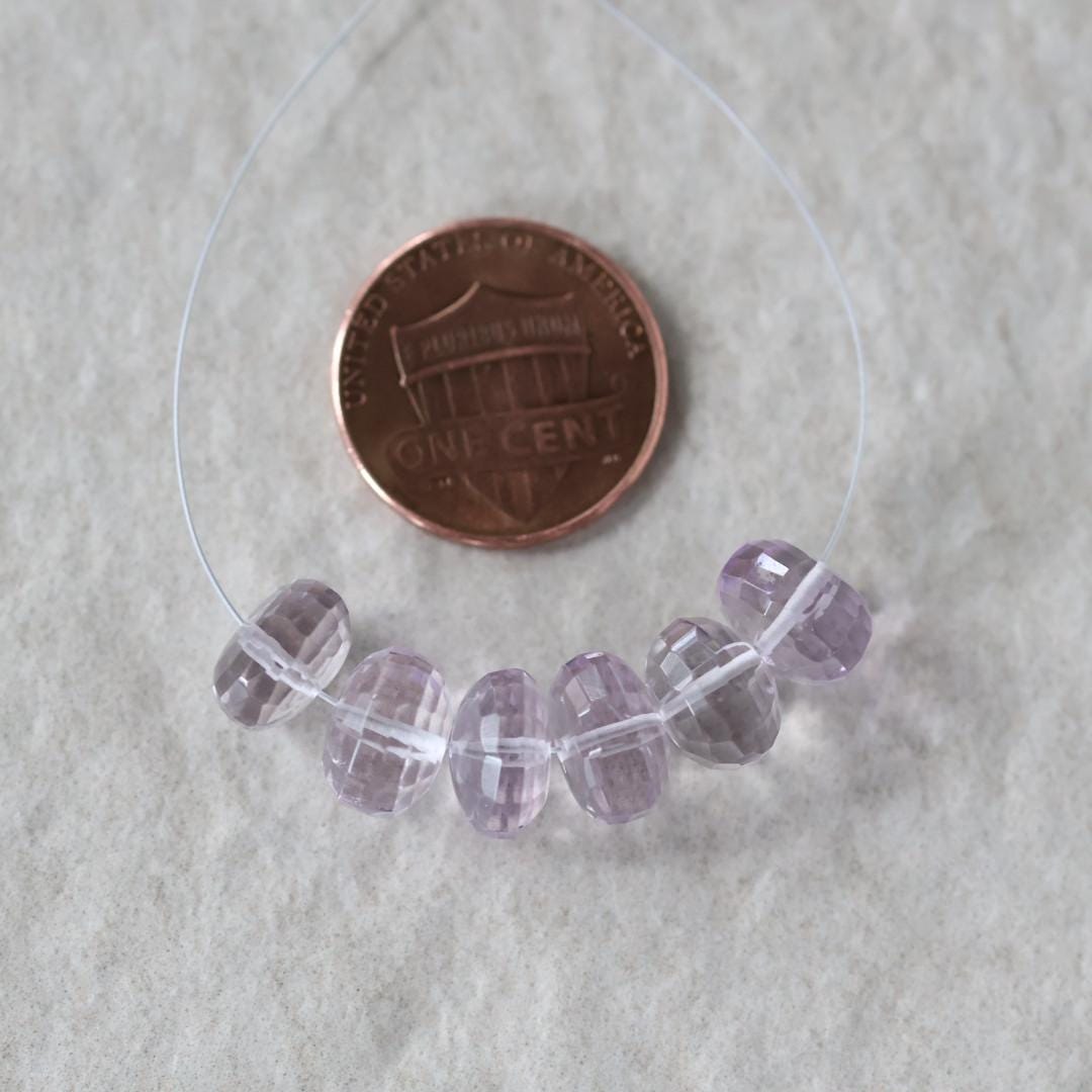 9mm Natural Pink Amethyst Rondelle Beads Checker Faceted Gemstone for DIY Jewelry Making Earrings Pendants February Birthstone