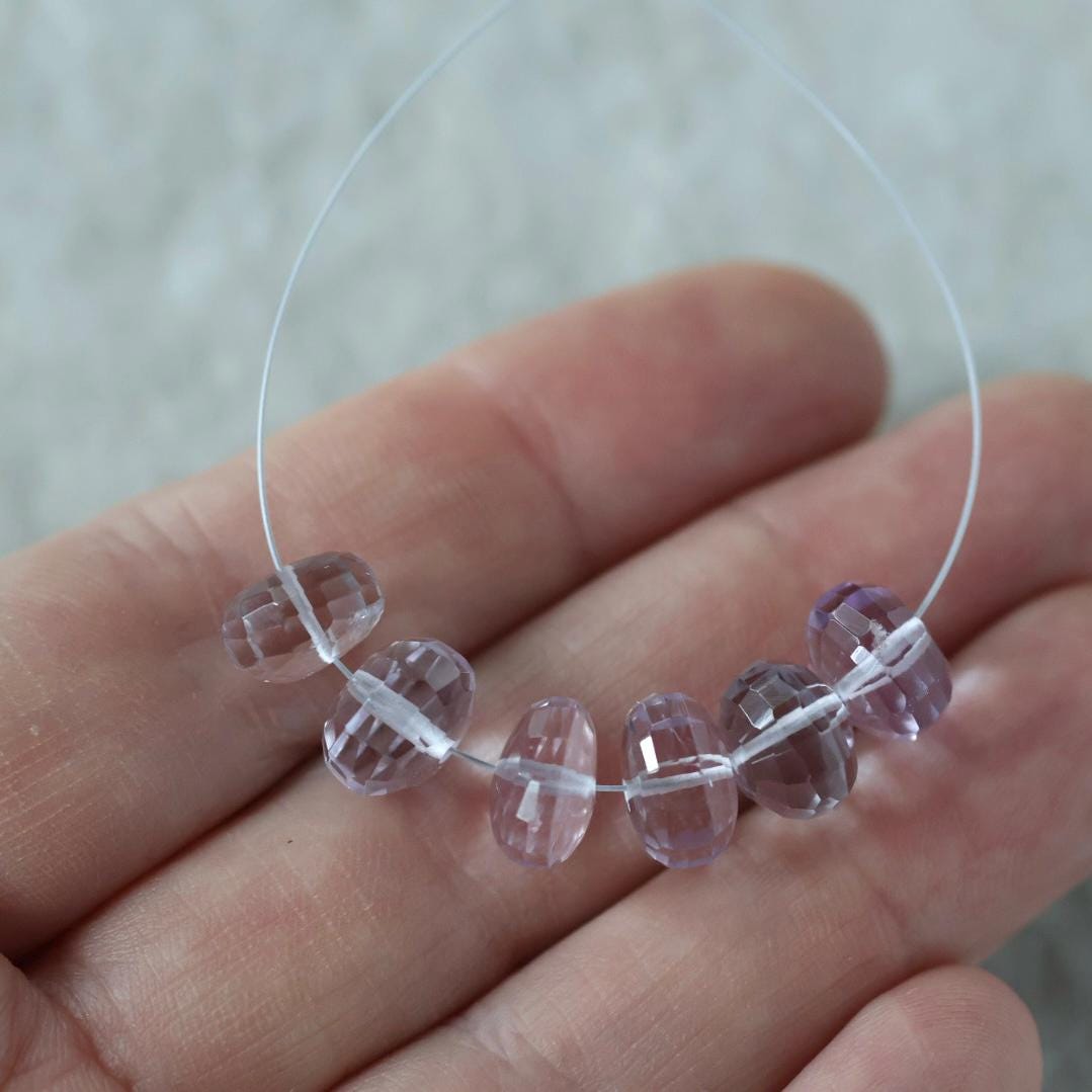 9mm Natural Pink Amethyst Rondelle Beads Checker Faceted Gemstone for DIY Jewelry Making Earrings Pendants February Birthstone