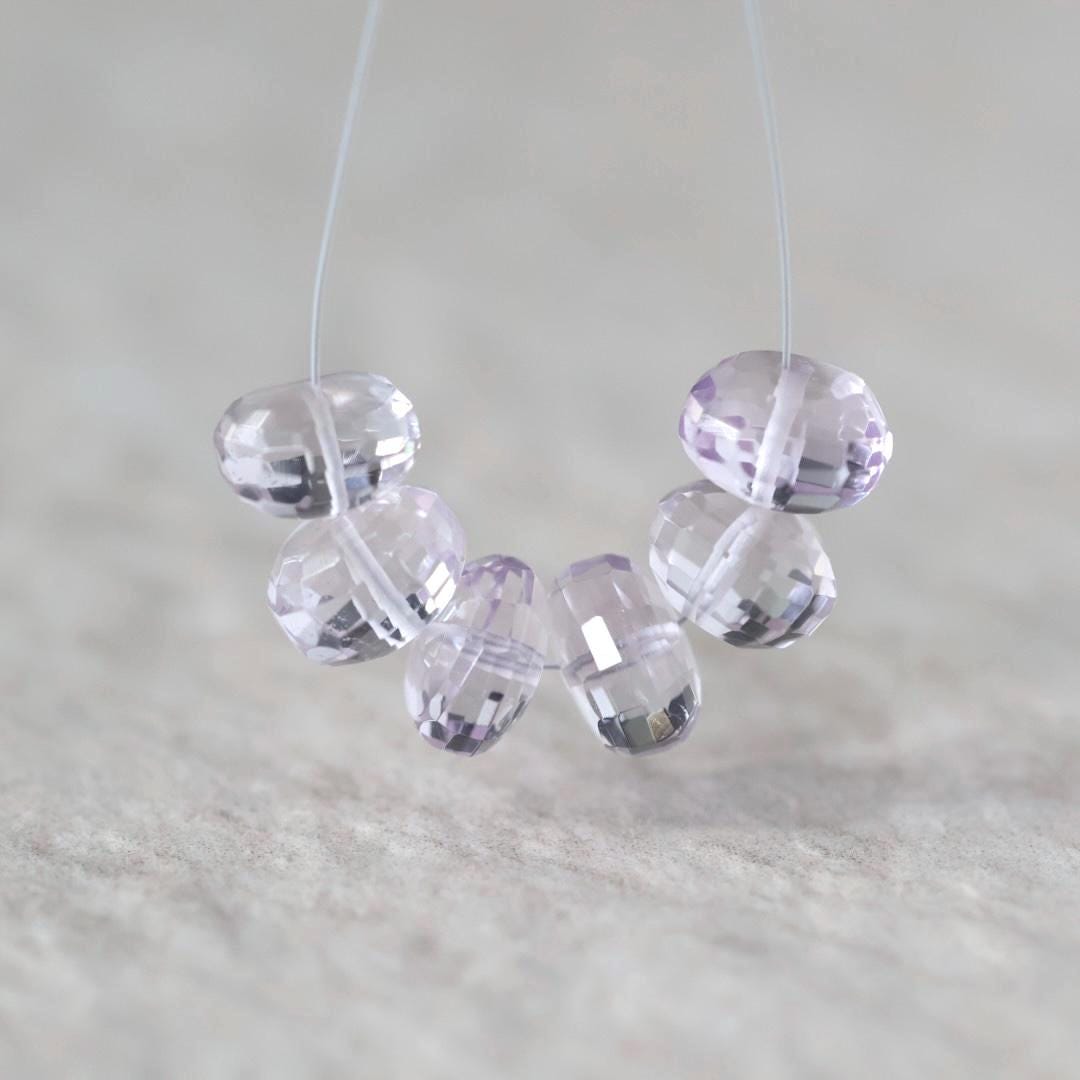 9mm Natural Pink Amethyst Rondelle Beads Checker Faceted Gemstone for DIY Jewelry Making Earrings Pendants February Birthstone
