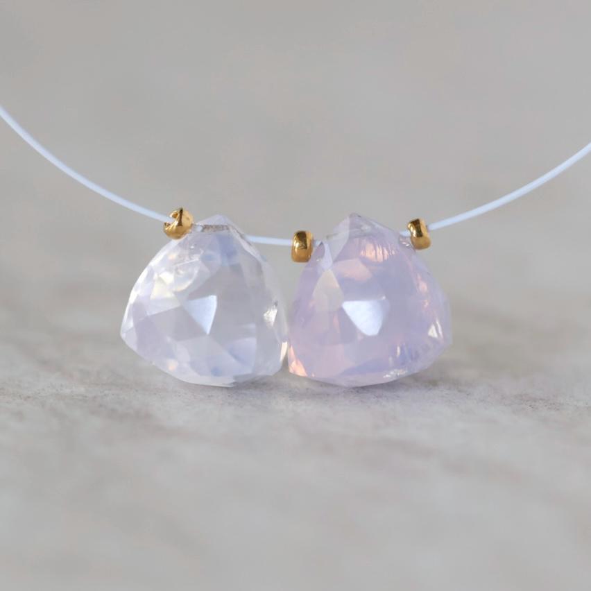 9mm Natural Scapolite Trillion Beads Briolettes Faceted Triangles 2 Pcs Lavender quartz Gemstones for DIY Jewelry Making