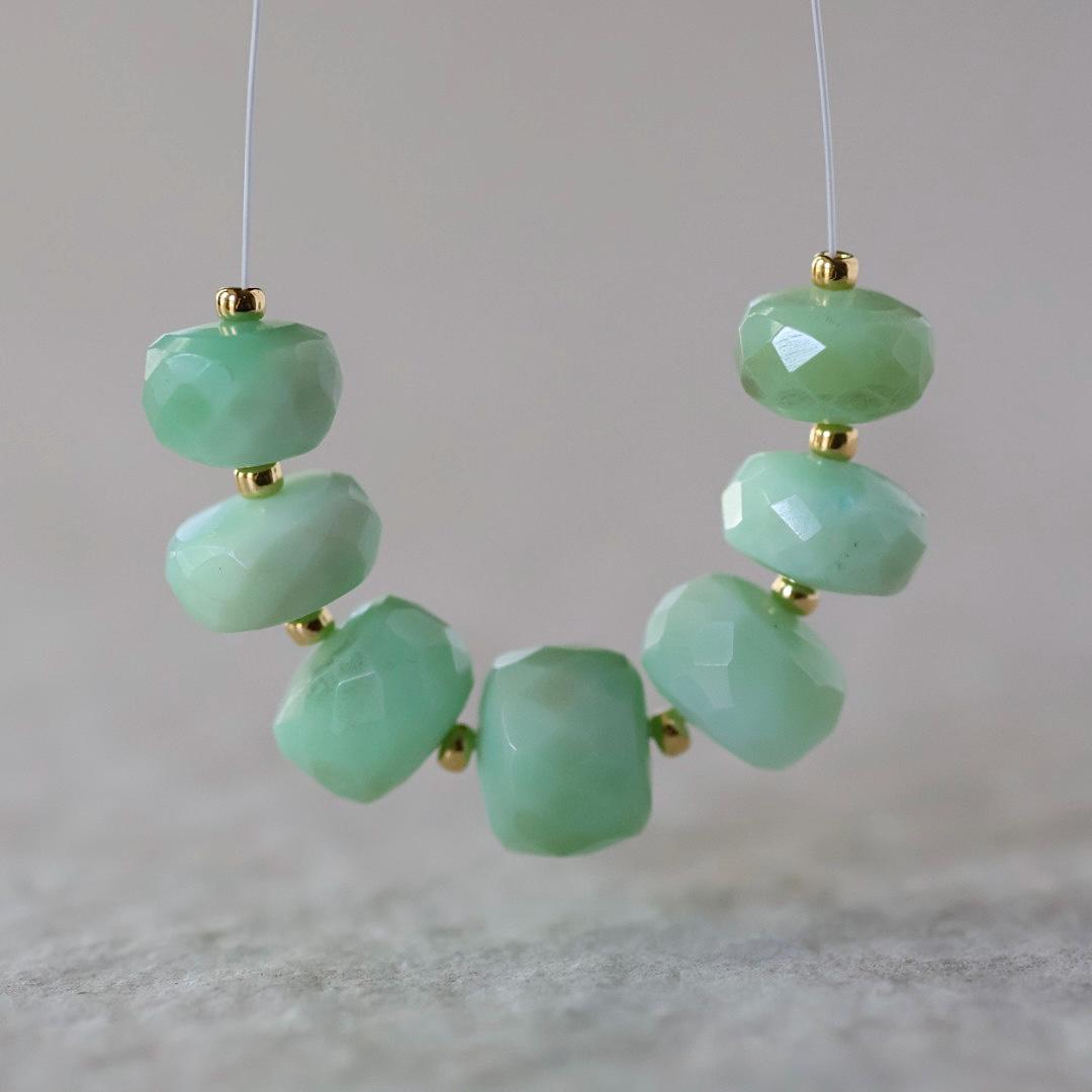 9mm Peruvian Green Opal Coin Beads Faceted 6 Pcs Natural Gemstone for DIY Jewelry Making Supplies